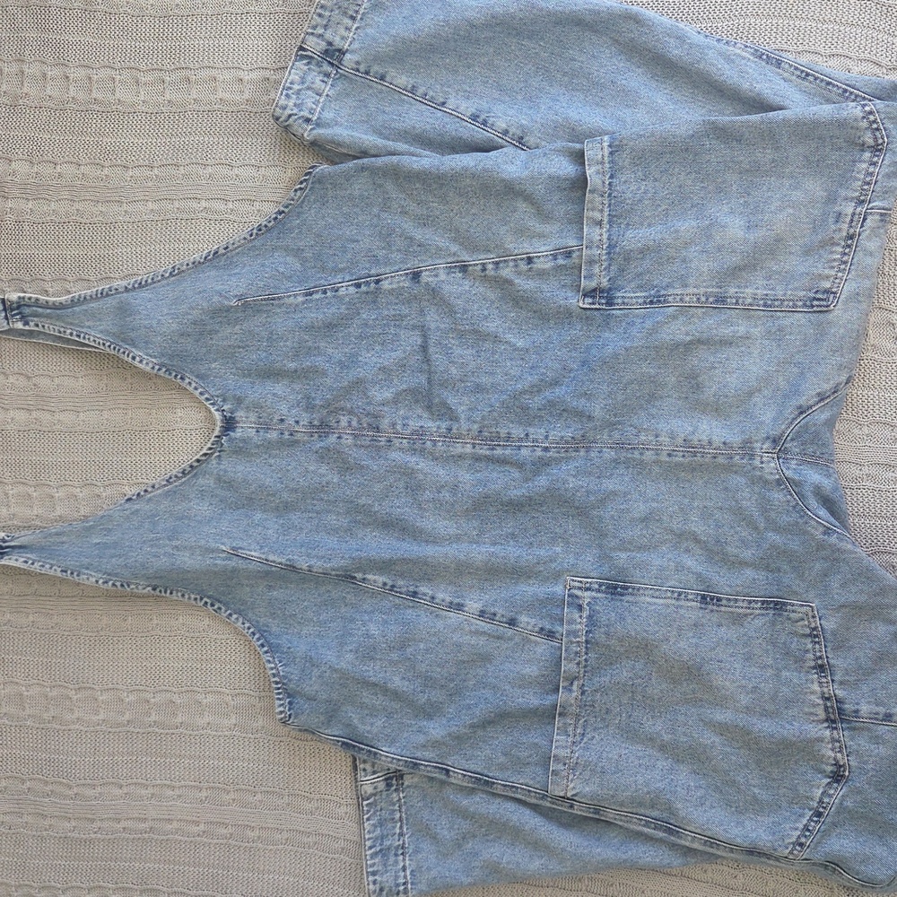Free People We the Free High Roller Jumpsuit Blue Denim Extra Large XL - Picture 6 of 11